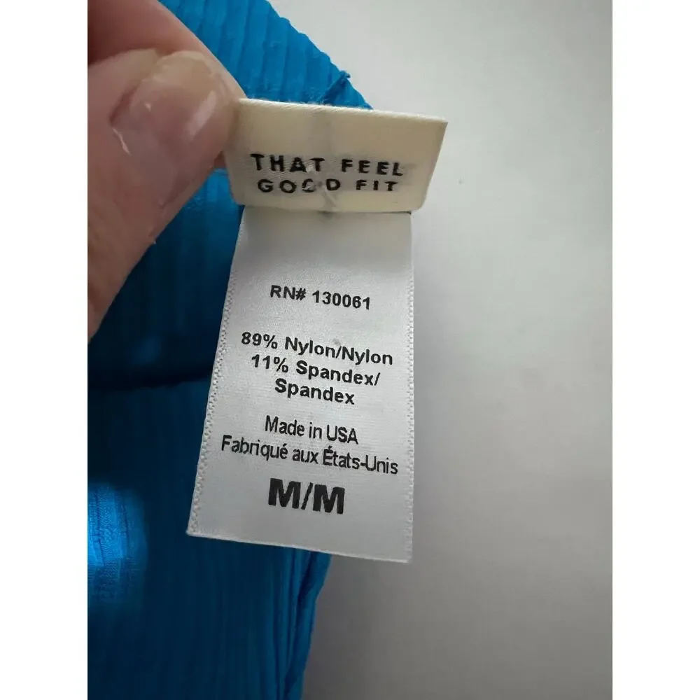 NWT L*Space Women's Ribbed Pointelle Winnie Bikini Swim Top Electric Blue Size M